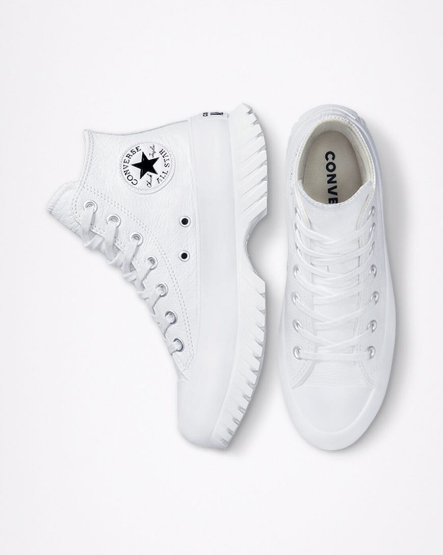 Women's Converse Chuck Taylor All Star Lugged 2.0 Leather High Top Shoes White / Black | AU 54816C